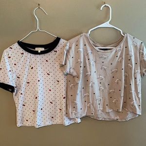 Three cotton printed crop tops